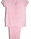 Charter Club Women's Sleepwear Cotton Knit Short Sleeve Pajama 2 Pc Sleep Set (X-Small, Pink Dots)