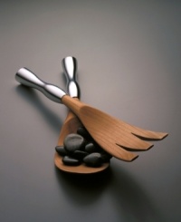 Cast by the craftspeople of Nambé, these salad servers are made of carved cherry wood and alloy handles, which will never tarnish, chip or crack. Distinctly Nambé, they make the perfect accompaniment to the Tri-Corner Bowl (sold separately) and any other Nambé tabletop pieces. Individually hand-crafted in Santa Fe, New Mexico. Cast by the craftspeople of Nambé, these salad servers are made of carved cherry wood and alloy handles, which will never tarnish, chip or crack. Distinctly Nambé, they make the perfect accompaniment to the Tri-Corner Bowl (sold separately) and any other Nambé tabletop pieces. Individually hand-crafted in Santa Fe, New Mexico.