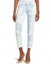 7 For All Mankind Women's Cloud Tie Dye Crop Roxanne Jean in Cloud Light Blue, Cloud Light Blue, 29