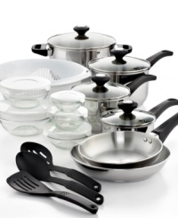 Pots, pans and all the essentials for endless possibilities. Rediscover your knack for cooking with this kitchen starter set. Clean lines, polished bodies and durable constructions lend a dependable helping hand to your space. Lifetime warranty. Pots, pans and all the essentials for endless possibilities. Rediscover your knack for cooking with this kitchen starter set. Clean lines, polished bodies and durable constructions lend a dependable helping hand to your space. Lifetime warranty.