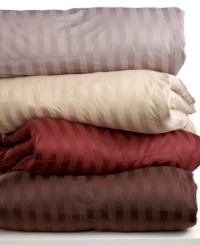 Everyday elegance. Bring a simple yet chic look to your space with this versatile comforter from Sealy, featuring a luxe landscape of tonal stripes in four color options. Finished with plush down fill, baffle box construction and 1 gusset. Everyday elegance. Bring a simple yet chic look to your space with this versatile comforter from Sealy, featuring a luxe landscape of tonal stripes in four color options. Finished with plush down fill, baffle box construction and 1 gusset.