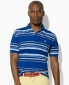 Classic stripes lend a crisp, polished look to a relaxed-fitting polo shirt in breathable cotton mesh.