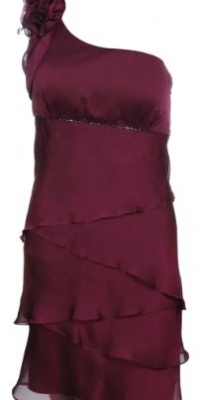 S L Fashions Women's One Shoulder Tiered Chiffon Dress S L Fashions Women's One Shoulder Tiered Chiffon Dress