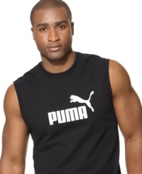 Exercise your right to bare arms in this sleeveless T shirt from Puma. Exercise your right to bare arms in this sleeveless T shirt from Puma.
