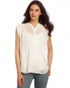 Rebecca Taylor Women's Aztec Chiffon Embroidered Sleeveless Top, Cream, 6