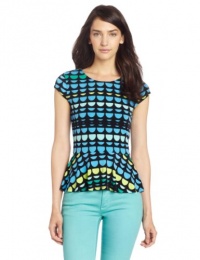 Vince Camuto Women's Cap Sleeve Peplum Semi Circle Top, Malibu Blue, Medium Vince Camuto Women's Cap Sleeve Peplum Semi Circle Top, Malibu Blue, Medium