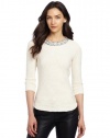 Rebecca Taylor Women's Embellished Tweed Top, Cream, 8