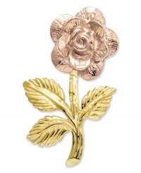 A flower that will never fade. This pretty rose charm features a textured 14k gold and 14k rose gold design. Chain not included. Approximate length: 7/10 inch. Approximate width: 2/5 inch. A flower that will never fade. This pretty rose charm features a textured 14k gold and 14k rose gold design. Chain not included. Approximate length: 7/10 inch. Approximate width: 2/5 inch.