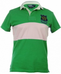 Polo Ralph Lauren Men's Custom Fit Pieced Rugby, Polo Green/Pink, M Polo Ralph Lauren Men's Custom Fit Pieced Rugby, Polo Green/Pink, M