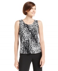 Add pop to your workday wardrobe with Calvin Klein's chic shell. The bold print is ideal for mixing and matching with other suit separates in the collection, too. Add pop to your workday wardrobe with Calvin Klein's chic shell. The bold print is ideal for mixing and matching with other suit separates in the collection, too.