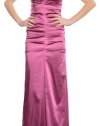 Nicole Miller Women's Stretch Satin Ruched Long Evening Gown 6 Raspberry