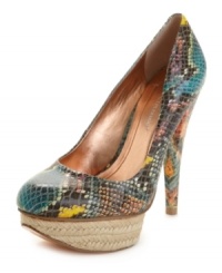 Push the envelope. The Capone pumps by BCBGeneration take a classic round-toe silhouette and pump it up with an accented platform and towering heel. Push the envelope. The Capone pumps by BCBGeneration take a classic round-toe silhouette and pump it up with an accented platform and towering heel.