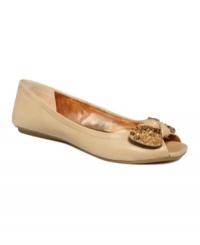 Summerize your shoe wardrobe! With a darling peep-toe topped by a bead-accented bow, the Channah flats from BCBGeneration are a must-have. Summerize your shoe wardrobe! With a darling peep-toe topped by a bead-accented bow, the Channah flats from BCBGeneration are a must-have.