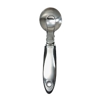 The sturdy Stainless Steel Ice Cream Scooper by OXO International scoops your favorite ice cream, sorbet, or sherbet while the pop-up lever easily pops it out onto a cone, dish, or alongside your favorite dessert. The sturdy Stainless Steel Ice Cream Scooper by OXO International scoops your favorite ice cream, sorbet, or sherbet while the pop-up lever easily pops it out onto a cone, dish, or alongside your favorite dessert.