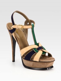 Panels of soft suede combine on this platform silhouette, finished with an adjustable ankle strap and leather trim. Self-covered heel, 5½ (140mm)Covered platform, 1 (25mm)Compares to a 4½ heel (115mm)Suede upper with leather trimLeather lining and solePadded insoleMade in Italy Panels of soft suede combine on this platform silhouette, finished with an adjustable ankle strap and leather trim. Self-covered heel, 5½ (140mm)Covered platform, 1 (25mm)Compares to a 4½ heel (115mm)Suede upper with leather trimLeather lining and solePadded insoleMade in Italy