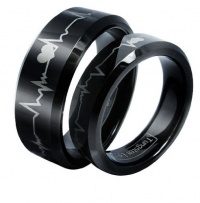 JewelryWe Matching Black Comfort Fit Tungsten Carbide Rings with Laser Forever Love Design 8mm (Size 5-16) His & 6mm (Size 4-16) Hers Set Aniversary/engagement/wedding Bands JewelryWe Matching Black Comfort Fit Tungsten Carbide Rings with Laser Forever Love Design 8mm (Size 5-16) His & 6mm (Size 4-16) Hers Set Aniversary/engagement/wedding Bands
