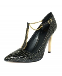 Chain detail adds an air of sexiness to the Tomiko Mary Jane pumps by Truth or Dare. Chain detail adds an air of sexiness to the Tomiko Mary Jane pumps by Truth or Dare.