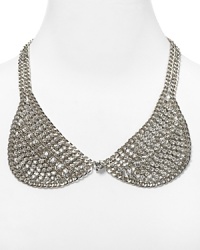 A little bit girlie, a little glam: this season's focus on the shirt collar plays out on this Aqua necklace, styled like a picture-perfect Peter Pan collar. A little bit girlie, a little glam: this season's focus on the shirt collar plays out on this Aqua necklace, styled like a picture-perfect Peter Pan collar.