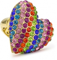 Betsey Johnson 60's Mod  Rainbow Heart Stretch Ring