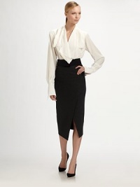 This chic, versatile faux-wrap style is tailored to create an alluring front slit.Asymmetrical seamingFaux wrap frontAbout 33 long85% viscose/11% nylon/4% elastaneDry cleanImported of Italian fabricModel shown is 5'11 (180cm) wearing US size Small. This chic, versatile faux-wrap style is tailored to create an alluring front slit.Asymmetrical seamingFaux wrap frontAbout 33 long85% viscose/11% nylon/4% elastaneDry cleanImported of Italian fabricModel shown is 5'11 (180cm) wearing US size Small.