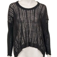 Black Hi Low Long Sleeve Thin Open Knit Sweater Black Hi Low Long Sleeve Thin Open Knit Sweater