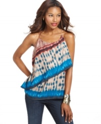 Tie dye gets a stylish spin with this Bar III tiered tank, a modern take on boho! Tie dye gets a stylish spin with this Bar III tiered tank, a modern take on boho!