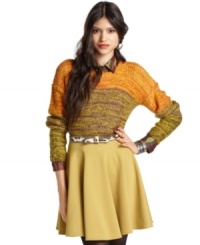 Colorblocking adds a modern appeal to this perfectly slouchy Bar III sweater -- a fall must-have! Colorblocking adds a modern appeal to this perfectly slouchy Bar III sweater -- a fall must-have!