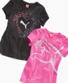 Make her look sweet and streamlined, these Puma logo graphic tees give her style on the go.