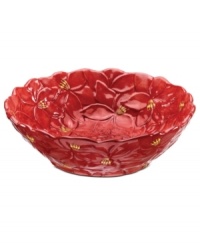 Martha Stewart Collection makes the table merrier than ever with the sculpted amaryllis bowl. Covered in vibrant red blooms, it complements the graceful Holiday Garden dinnerware pattern. Martha Stewart Collection makes the table merrier than ever with the sculpted amaryllis bowl. Covered in vibrant red blooms, it complements the graceful Holiday Garden dinnerware pattern.