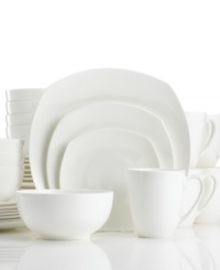 The smooth body and luxurious glaze of this Boulder Creek set proves white is the easiest way to achieve modern elegance at your table using this Gorham dinnerware. The dishes are simple round and gently squared pieces in durable bone china that transition beautifully from hurried weekday breakfasts to your most elaborate dinner parties. The smooth body and luxurious glaze of this Boulder Creek set proves white is the easiest way to achieve modern elegance at your table using this Gorham dinnerware. The dishes are simple round and gently squared pieces in durable bone china that transition beautifully from hurried weekday breakfasts to your most elaborate dinner parties.
