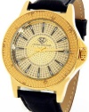 Super Techno Diamond Watch by Joe Rodeo Mens Genuine Diamond Watch Oversized Gold Case Leather Band w/ 2 Interchangeable Watch Bands #M-6108