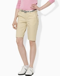 Crafted in sleek stretch twill, the Cayla shorts are an elegant option for the greens or the clubhouse, tailored in a classic fit with a straight leg. Crafted in sleek stretch twill, the Cayla shorts are an elegant option for the greens or the clubhouse, tailored in a classic fit with a straight leg.