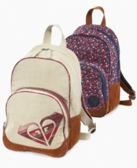 Despite its adorable look, this canvas backpack from Roxy is a sturdy choice to tote her books and school supplies. Despite its adorable look, this canvas backpack from Roxy is a sturdy choice to tote her books and school supplies.