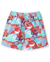 Everything from teddy bears and palm trees to winter deer and snowflakes adorns these vibrant swim trunks from Vilebrequin, an energetic and athletic design from the renowned swimwear brand. Everything from teddy bears and palm trees to winter deer and snowflakes adorns these vibrant swim trunks from Vilebrequin, an energetic and athletic design from the renowned swimwear brand.