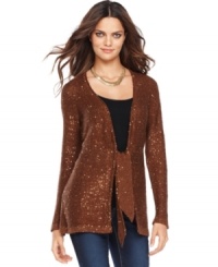 A chic new shape for fall, plus dazzling sequins -- INC's tie-front cardigan is this season's must-have piece. (Clearance) A chic new shape for fall, plus dazzling sequins -- INC's tie-front cardigan is this season's must-have piece. (Clearance)