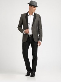 Contrast lapel and pocket detail accents a sartorial staple for a uniquely modern and masculine finish.Button-frontWaist welt pocketsRear ventFully linedWoolDry cleanImported Contrast lapel and pocket detail accents a sartorial staple for a uniquely modern and masculine finish.Button-frontWaist welt pocketsRear ventFully linedWoolDry cleanImported