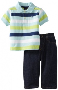 Nautica Sportswear Kids Baby-boys Infant Short Sleeve Striped Polo with Denim Pant, Light Blue, 24 Months Nautica Sportswear Kids Baby-boys Infant Short Sleeve Striped Polo with Denim Pant, Light Blue, 24 Months