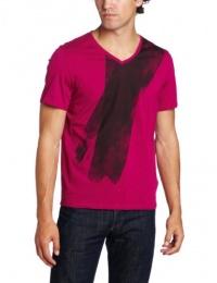 Calvin Klein Sportswear Men's Short Sleeve V-neck Print Tee, June Berry, Medium