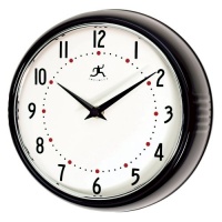 Infinity Instruments Retro Round Metal Wall Clock, Black Infinity Instruments Retro Round Metal Wall Clock, Black