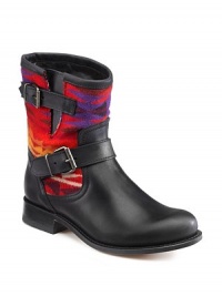THE LOOKLeather ankle strap with metal buckleMulti-colored geometric patterned fabricAdjustable strap with metal buckleTHE FITWooden stacked heel 1 (25mm)THE MATERIALLeather and fabric upperLeather straps, lining and soleORIGINImported THE LOOKLeather ankle strap with metal buckleMulti-colored geometric patterned fabricAdjustable strap with metal buckleTHE FITWooden stacked heel 1 (25mm)THE MATERIALLeather and fabric upperLeather straps, lining and soleORIGINImported