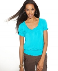 INC's petite smocked top makes an easy option for spring dressing. Pair it with everything from jean shorts to skinny capris! INC's petite smocked top makes an easy option for spring dressing. Pair it with everything from jean shorts to skinny capris!