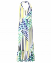 Style to the max. She'll make the best of the sunny summer in the bright colorful lines of this halter maxi dress from DKNY. Style to the max. She'll make the best of the sunny summer in the bright colorful lines of this halter maxi dress from DKNY.