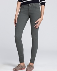 The earthy hue of these twill skinny jeans from James Jeans makes them a must-have for your fall collection. The earthy hue of these twill skinny jeans from James Jeans makes them a must-have for your fall collection.