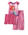 Little Mermaid Girl's 3-Piece Pajama Set, Pink, 4T