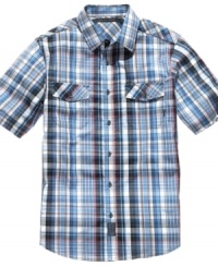Keep it casual this weekend with this easy-wear plaid shirt from Sean John. Keep it casual this weekend with this easy-wear plaid shirt from Sean John.