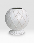 Bring the outdoors inside with a beautifully detailed, hand-finished stoneware vase detailed with lattice to celebrate the splendor and romance of the world's most beautiful gardens. Chip resistant 6H X 5½ diam. Dishwasher safe Imported