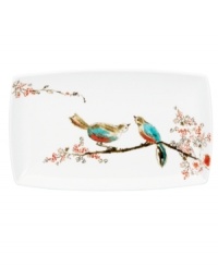 Make any meal sing with this small Chirp tray from Lenox Simply Fine. Adorned with the beloved birds and florals of Chirp dinnerware, it's an irresistible addition to any serveware collection. Make any meal sing with this small Chirp tray from Lenox Simply Fine. Adorned with the beloved birds and florals of Chirp dinnerware, it's an irresistible addition to any serveware collection.
