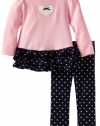Hartstrings Baby-girls Infant Long Sleeve Knit Tunic And Legging 2 Piece Set, Navy/White Heart Print, 12 Months