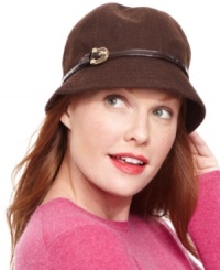A patent belt and golden buckle accent give this classic cloche from Nine West modern appeal. It's the perfect way to top off any outfit with elegance. A patent belt and golden buckle accent give this classic cloche from Nine West modern appeal. It's the perfect way to top off any outfit with elegance.