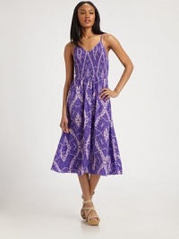 Invoke your bohemian side in effortless top-fit shift of batik-dyed silk.Spaghetti strapsV necklineShirred bodiceSoftly-pleated skirtAbout 32 from natural waistSilkDry cleanImportedModel shown is 5'9 (175cm) wearing US size 4. Invoke your bohemian side in effortless top-fit shift of batik-dyed silk.Spaghetti strapsV necklineShirred bodiceSoftly-pleated skirtAbout 32 from natural waistSilkDry cleanImportedModel shown is 5'9 (175cm) wearing US size 4.